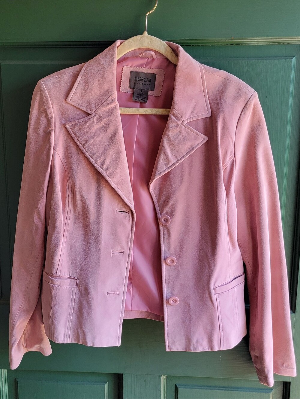 Vintage Women's Pink Genuine Leather Blazer Jacket Sz 12 - Picture 2 of 5
